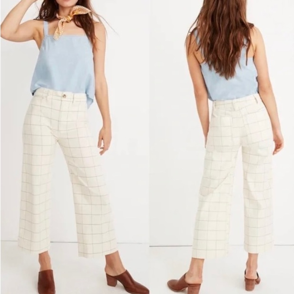 Emmett Wide-Leg Crop Pants in Windowpane*